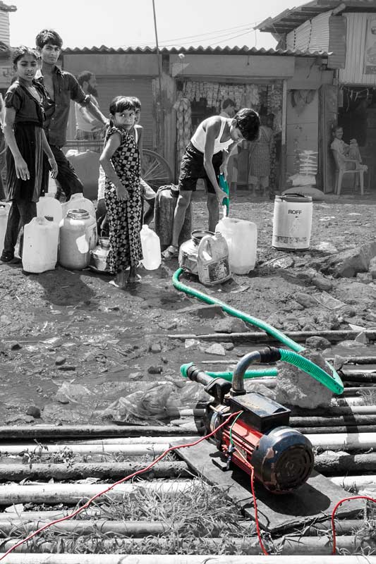 Impediments to enjoyment of Human Right to Water: 'Availability' Norm - Illegal tapping of water from a nearby  supply mains in Mumbai, Maharashtra